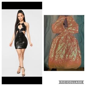 Pink Sequin Fashion Nova Dress